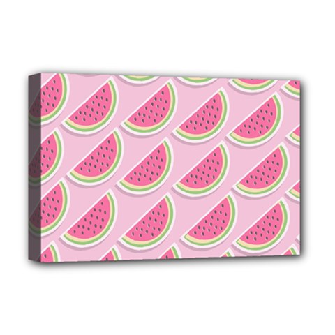 Melons Pattern Food Fruits Melon Deluxe Canvas 18  X 12  (stretched) by Pakrebo
