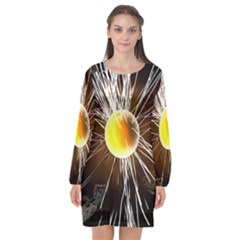 Abstract Exploding Design Long Sleeve Chiffon Shift Dress  by HermanTelo