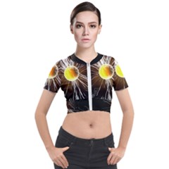 Abstract Exploding Design Short Sleeve Cropped Jacket by HermanTelo