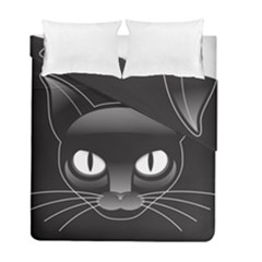 Grey Eyes Kitty Cat Duvet Cover Double Side (full/ Double Size) by HermanTelo
