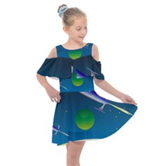 Rocket Spaceship Space Kids  Shoulder Cutout Chiffon Dress by HermanTelo