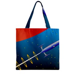 Rocket Spaceship Space Galaxy Zipper Grocery Tote Bag by HermanTelo