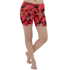 Strawberries Lightweight Velour Yoga Shorts by TheAmericanDream