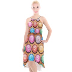 Background Colorful Abstract Brown High-low Halter Chiffon Dress  by HermanTelo