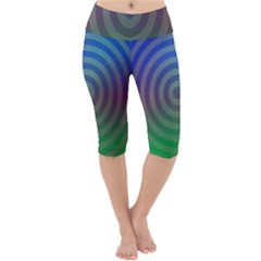 Blue Green Abstract Background Lightweight Velour Cropped Yoga Leggings by HermanTelo