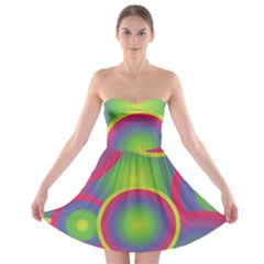 Background Colourful Circles Strapless Bra Top Dress by HermanTelo