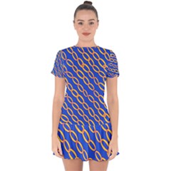 Blue Abstract Links Background Drop Hem Mini Chiffon Dress by HermanTelo