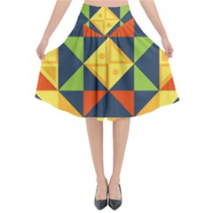 Background Geometric Color Plaid Flared Midi Skirt by Mariart