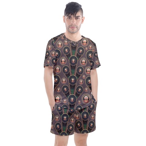 Abstract Pattern Green Men s Mesh Tee And Shorts Set by HermanTelo