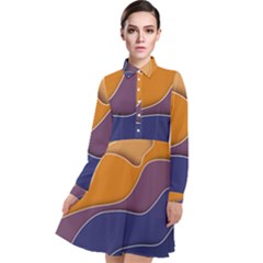 Autumn Waves Long Sleeve Chiffon Shirt Dress by HermanTelo