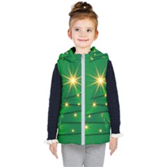 Christmas Tree Green Kids  Hooded Puffer Vest by HermanTelo