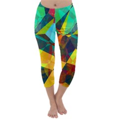 Color Abstract Polygon Background Capri Winter Leggings  by HermanTelo