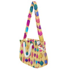 Colorful Background Stones Jewels Rope Handles Shoulder Strap Bag by HermanTelo