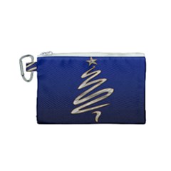 Christmas Tree Grey Blue Canvas Cosmetic Bag (small) by HermanTelo