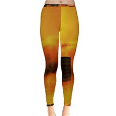 City Sun Clouds Smog Sky Yellow Inside Out Leggings by HermanTelo