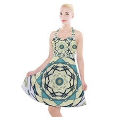 Circle Vector Background Abstract Halter Party Swing Dress  by HermanTelo