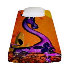 Funny Giraffe In The Night Fitted Sheet (single Size) by FantasyWorld7