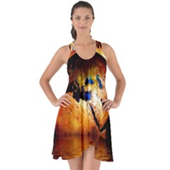 Earth Globe Water Fire Flame Show Some Back Chiffon Dress by HermanTelo