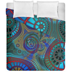 Fractal Abstract Line Wave Duvet Cover Double Side (california King Size) by HermanTelo