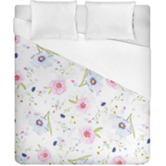 Floral Pink Blue Duvet Cover (california King Size) by HermanTelo