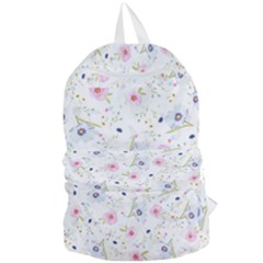 Floral Pink Blue Foldable Lightweight Backpack by HermanTelo