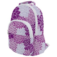 Floral Purple Rounded Multi Pocket Backpack by HermanTelo