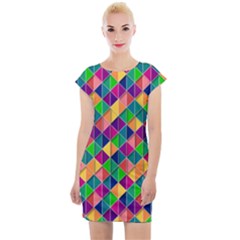 Geometric Triangle Cap Sleeve Bodycon Dress by HermanTelo