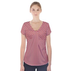 Pattern Star Backround Short Sleeve Front Detail Top by HermanTelo
