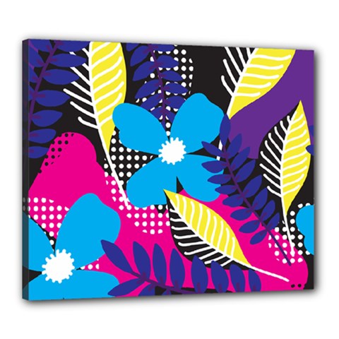 Pattern Leaf Polka Leaves Canvas 24  X 20  (stretched) by HermanTelo