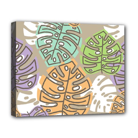 Pattern Leaves Banana Rainbow Deluxe Canvas 20  X 16  (stretched) by HermanTelo