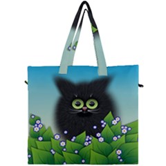Kitten Black Furry Illustration Canvas Travel Bag by Sapixe