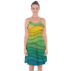 Waves Texture Ruffle Detail Chiffon Dress by HermanTelo