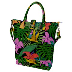Tropical Greens Leaves Buckle Top Tote Bag by Alisyart