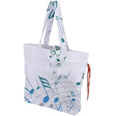 Music Notes Drawstring Tote Bag by Bajindul