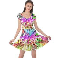 Music Abstract Sound Colorful Cap Sleeve Dress by Bajindul