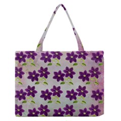 Purple Flower Zipper Medium Tote Bag by Bajindul