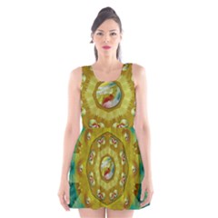 Mandala In Peace And Feathers Scoop Neck Skater Dress by pepitasart