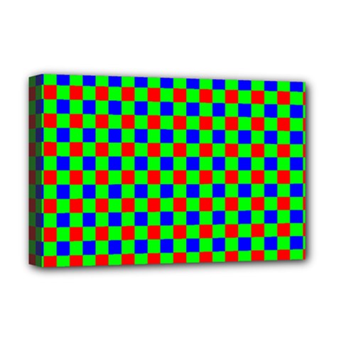 Check Pattern Red, Green, Blue Deluxe Canvas 18  X 12  (stretched) by ChastityWhiteRose
