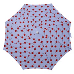 Kawaii Cherries Blue Pattern Straight Umbrellas by snowwhitegirl