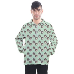 Kawaii Dougnut Green Pattern Men s Half Zip Pullover by snowwhitegirl