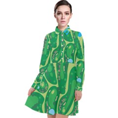 Golf Course Par Golf Course Green Copy Long Sleeve Chiffon Shirt Dress by Nexatart