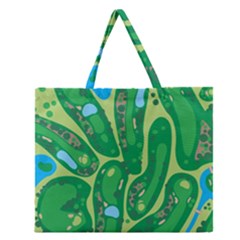 Golf Course Par Golf Course Green Copy Zipper Large Tote Bag by Nexatart