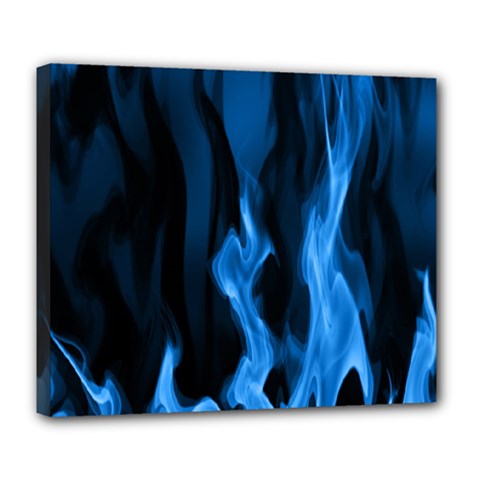 Smoke Flame Abstract Blue Deluxe Canvas 24  X 20  (stretched) by Pakrebo