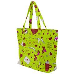 Valentin s Day Love Hearts Pattern Red Pink Green Zip Up Canvas Bag by EDDArt