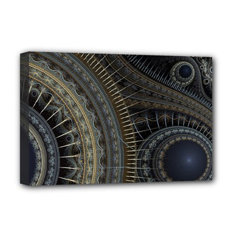 Fractal Spikes Gears Abstract Deluxe Canvas 18  X 12  (stretched) by Pakrebo