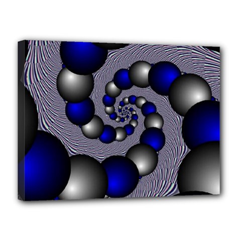 Balls Circles Fractal Silver Blue Canvas 16  X 12  (stretched) by Pakrebo