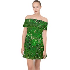 Background Green Board Business Off Shoulder Chiffon Dress by Pakrebo