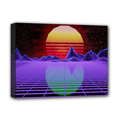 Synthwave Retrowave Synth Deluxe Canvas 16  X 12  (stretched)  by Pakrebo