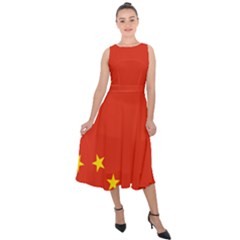 Chinese Flag Flag Of China Midi Tie-back Chiffon Dress by FlagGallery