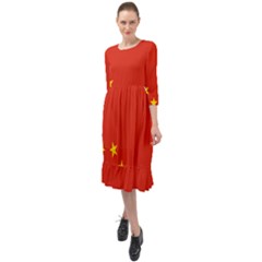 Chinese Flag Flag Of China Ruffle End Midi Chiffon Dress by FlagGallery